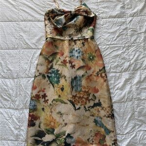Ranna Gill Bow-Front Metallic Dress SMALL